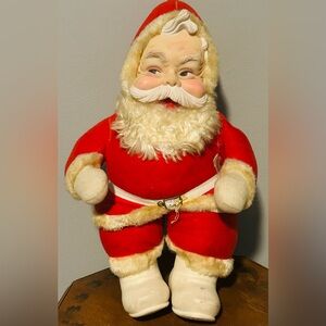 Vintage Rushton Co. Santa Claus Plush Doll Rubber Face White Boots Original Tag